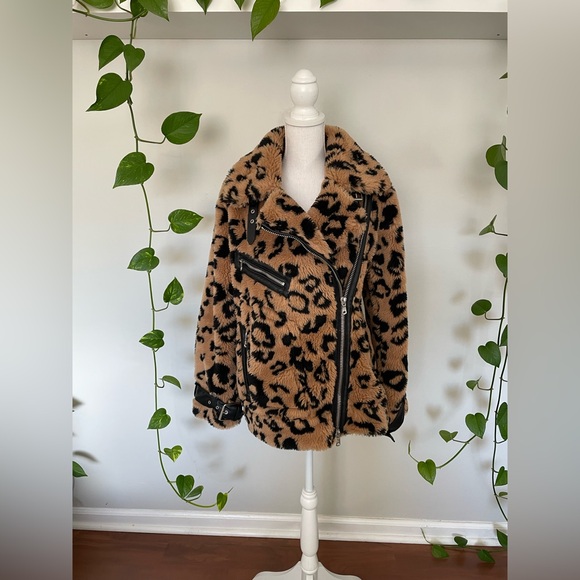 Avec Les Filles Faux Fur Moto Teddy Jacket - Picture 3 of 16